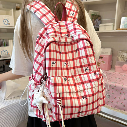 Charming Daily Backpack with Bow Decoration