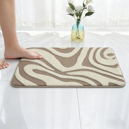 Wave Pattern Bath Mat in Abstract Design