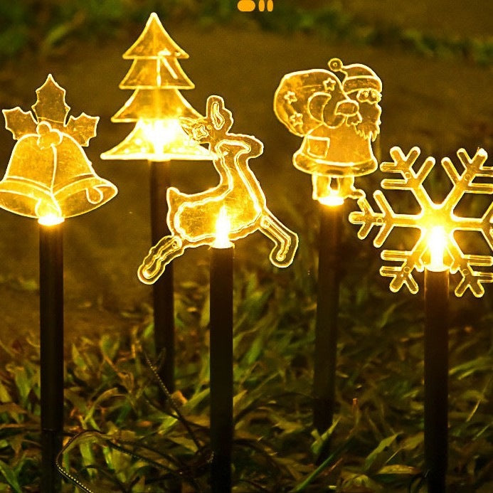 Warm LED Solar Stake Lights for Pathways - Acrylic Holiday Decor with Ground Spike