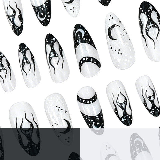 Elegant Stiletto Nail Extensions in Artistic Design