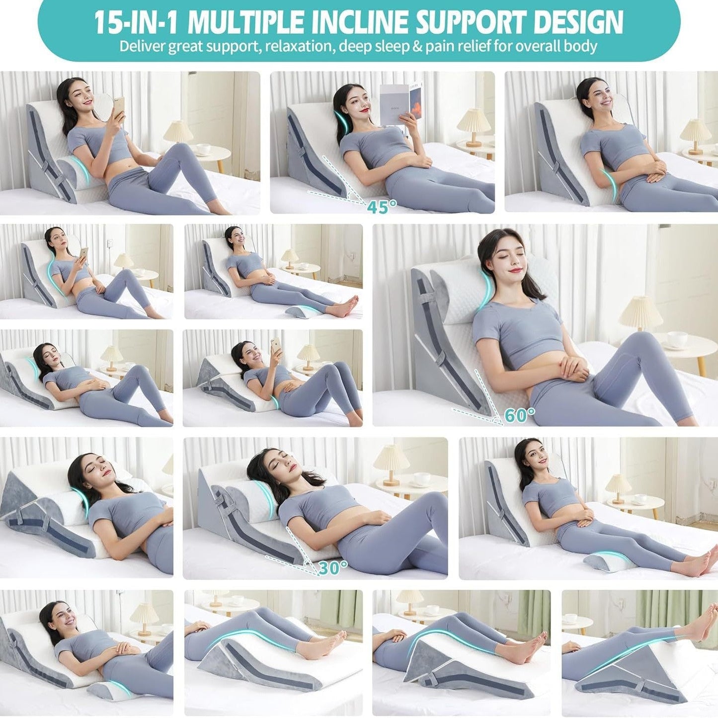 Support Wedge Pillow with Adjustable Multi-Position Design