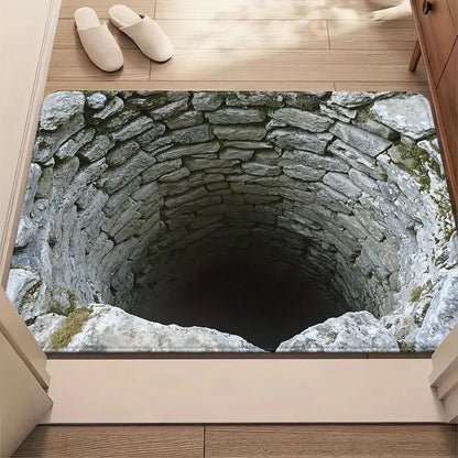 Optical Illusion Bath Mat with 3D Brick Design
