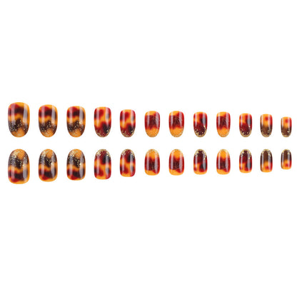 Autumn Leaf Design Press-On Nail Set - Artistic Style