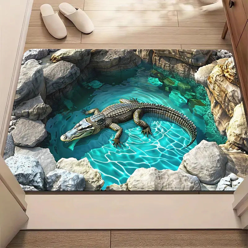 Optical Illusion Bath Mat with 3D Brick Design