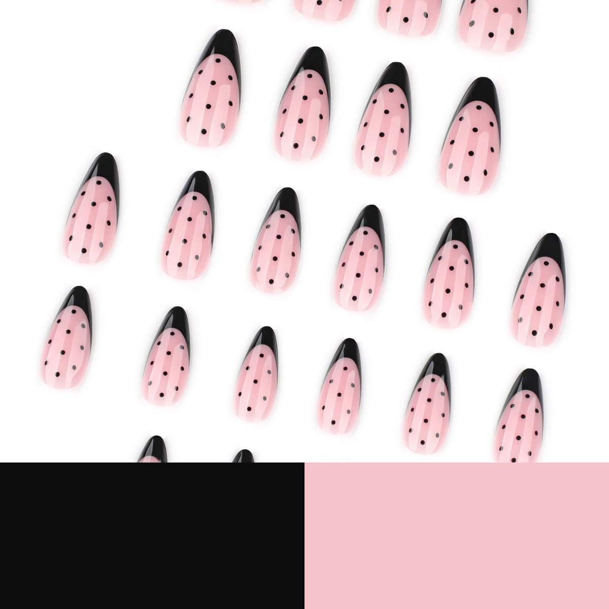 Black Dot Patterned Stiletto Nails – Artistic Design
