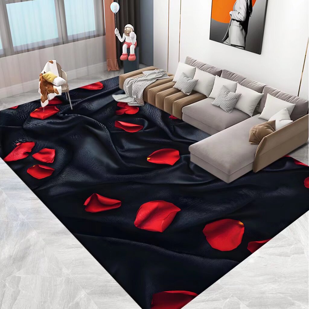 Floral Area Rug in 3D Print Design