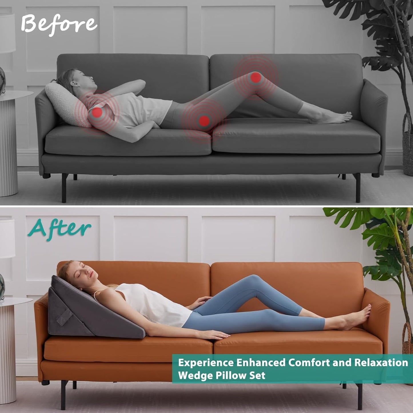 Wedge Pillow for Bed with Adjustable Height