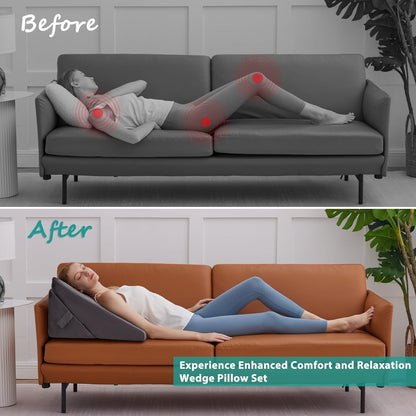 Wedge Pillow for Bed with Adjustable Height