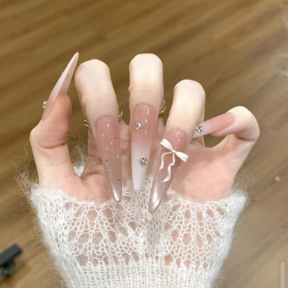 Gemstone Accent Press-On Nail Art Design