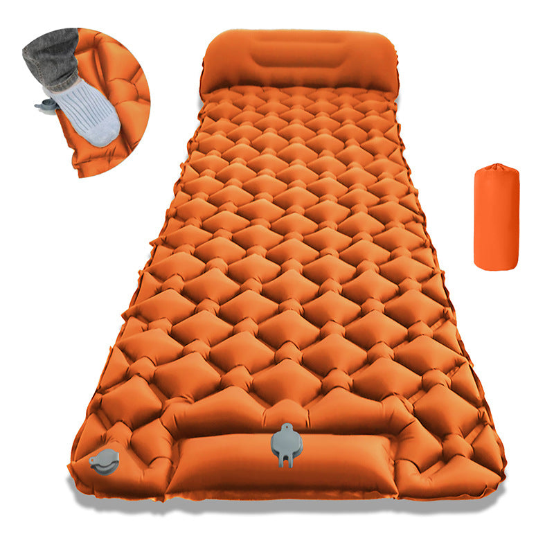 Inflatable Bed with Built-in Headrest and Easy Valve System