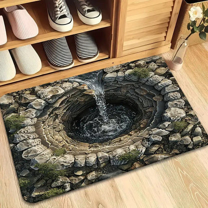 Optical Illusion Bath Mat with 3D Brick Design