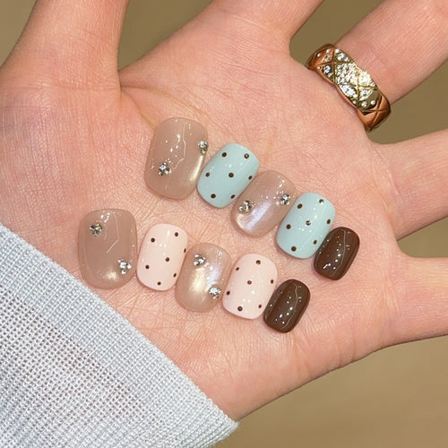 Glitter and Rhinestone Acrylic Nail Set