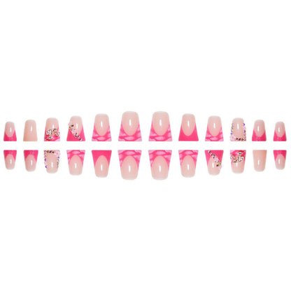 Decorative Press-On Nail Extensions Featuring Rhinestone Details
