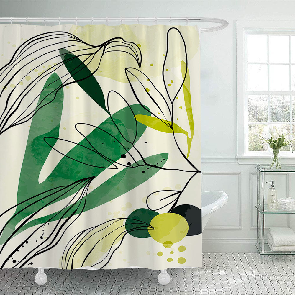 Botanical Design Shower Curtain with Abstract Print