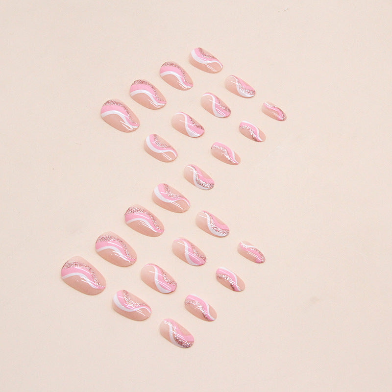 Nail Tips with Artistic Wave Pattern