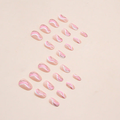Nail Tips with Artistic Wave Pattern