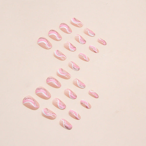 Nail Tips with Artistic Wave Pattern