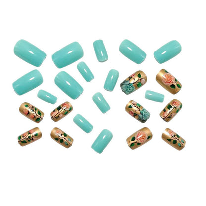 Romantic Floral Patterned Acrylic Nail Set