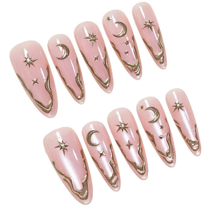 Celestial Accent Stiletto Nail Art Tips – Artistic Design