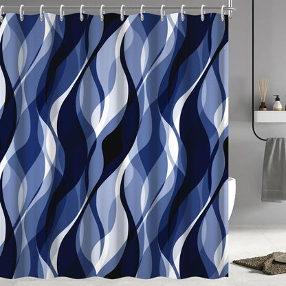 Wavy Design Shower Curtain in Abstract Style