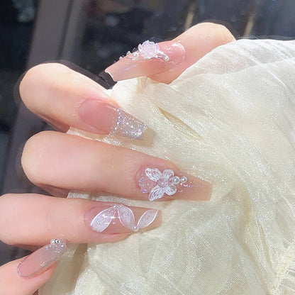 Press-On Nail Set with 3D Decorative Design