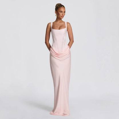 Elegant Fishtail Cocktail Gown – Fitted Long Sleeve Maxi Dress