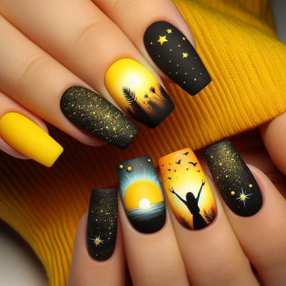 Creative Sunset Nail Art Extensions
