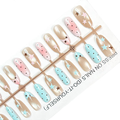 Press-On Nails with Starry Artistic Design