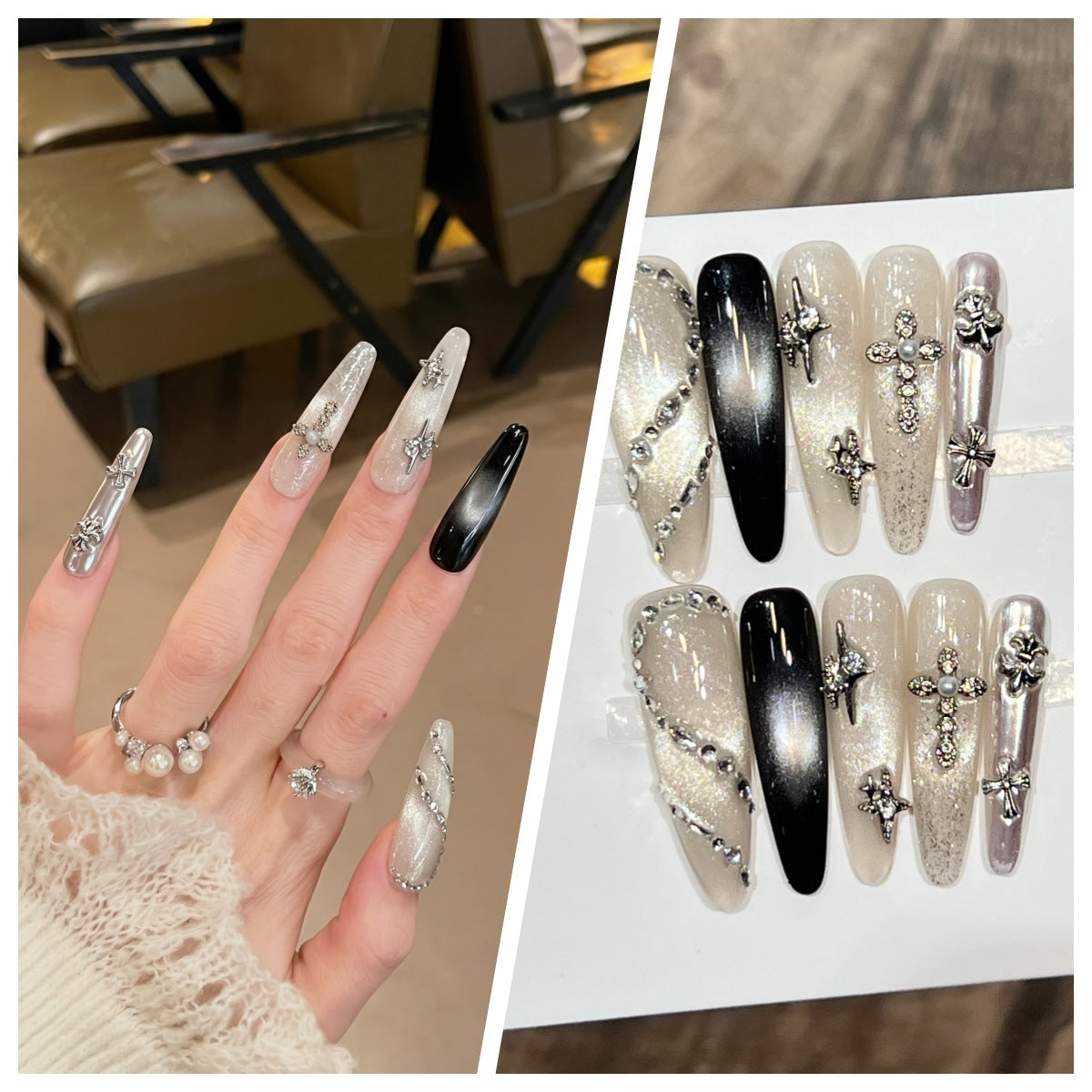 Charming Patterned Press-On Stiletto Nail Set