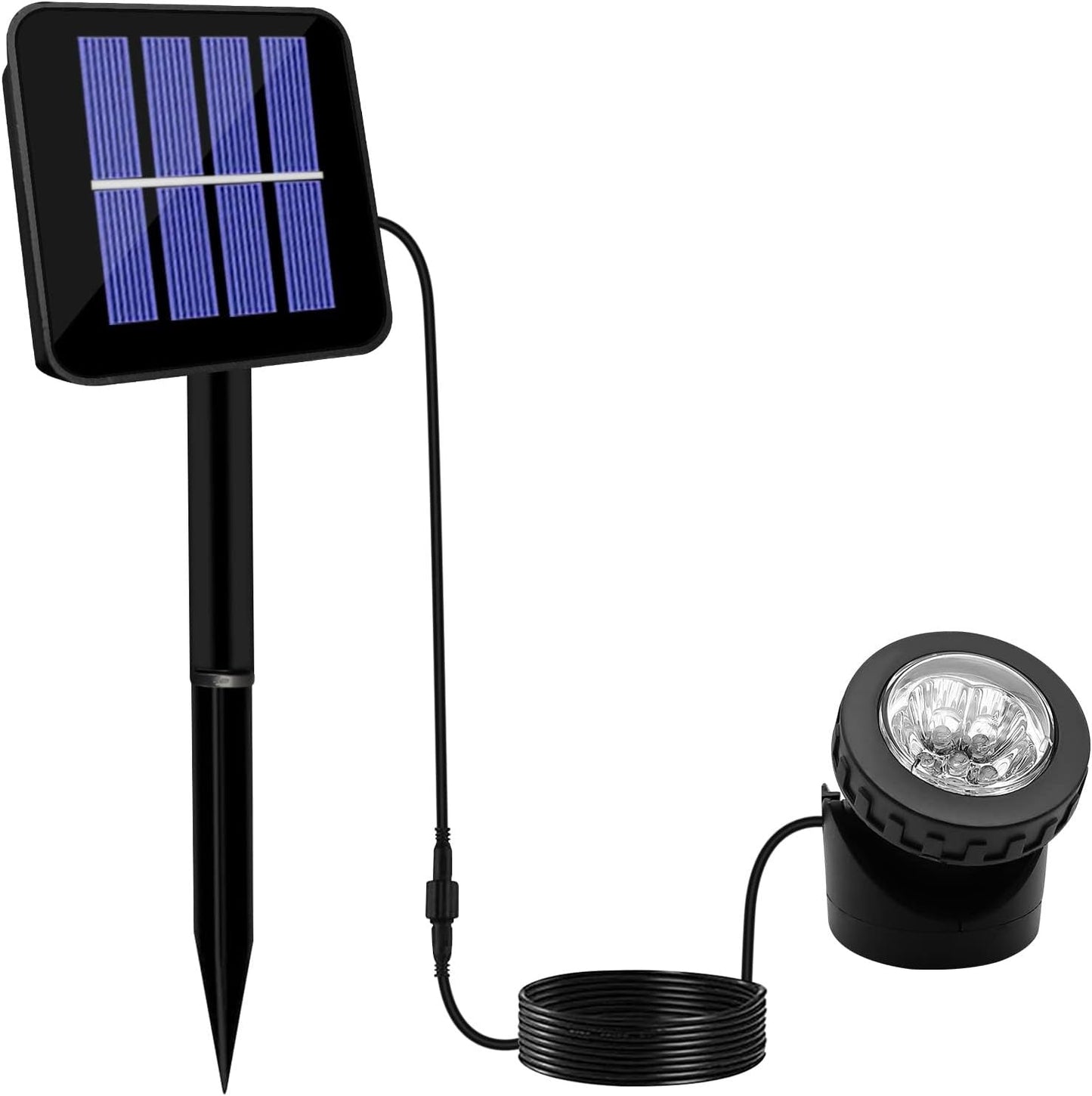 Outdoor Solar Landscape Spotlights with Adjustable Ground Spike and External Panel
