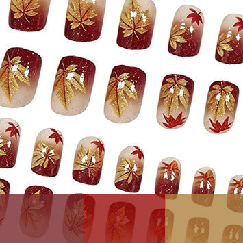 Autumn Leaf Pattern Nail Art Design