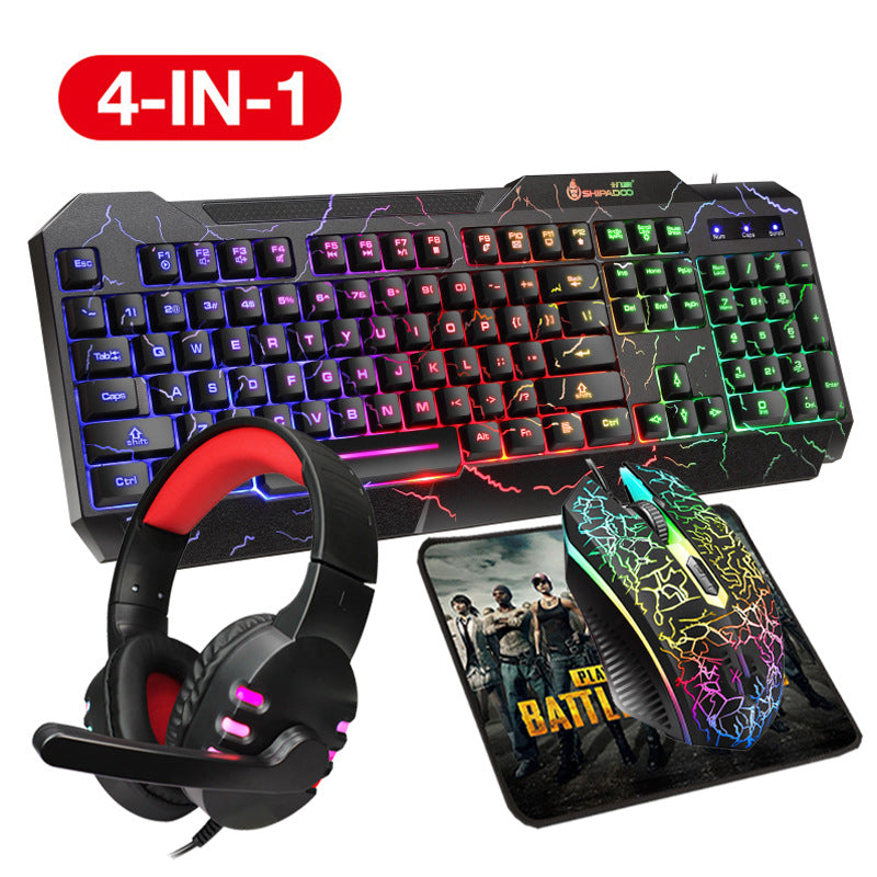 Gaming Accessory Bundle: Illuminated Keyboard, Precision Mouse, Headset & Pad