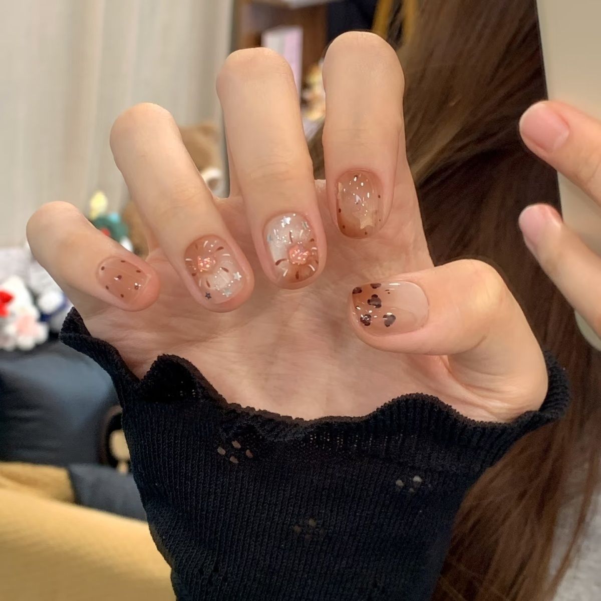 Press-On Nails with Artistic Ocean Theme Design