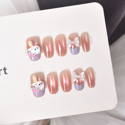 Press-On Nails with Artistic Ocean Theme Design