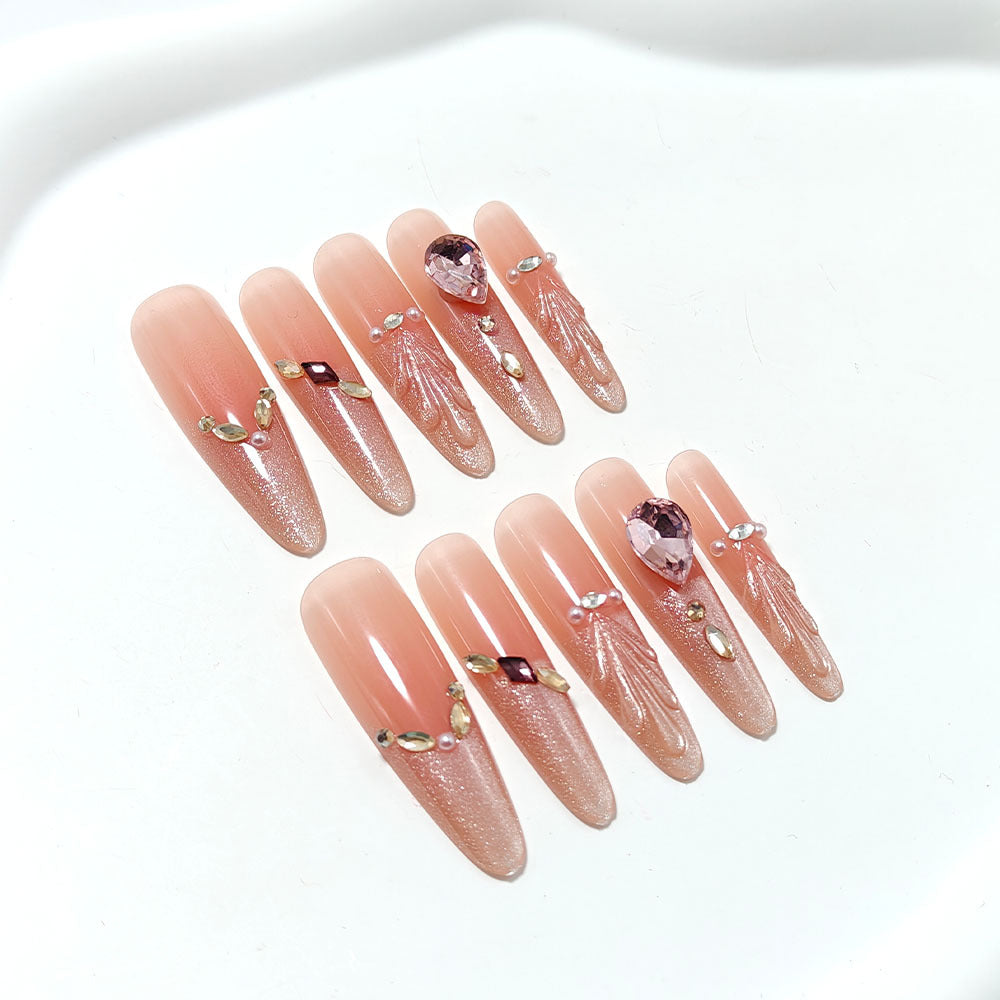 Crystal-Embellished Acrylic Nails for a Glamorous Look