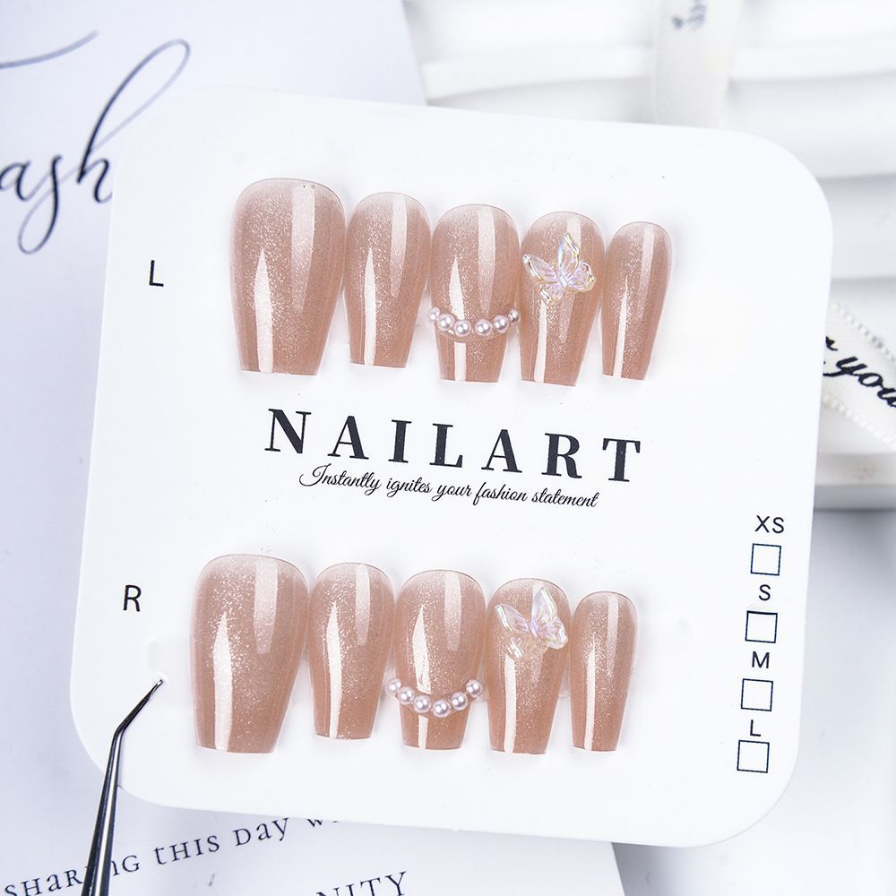 Floral Embellished Press-On Stiletto Nail Set