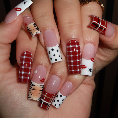 Unique Pattern Press-On Nail Set for Artistic Styles