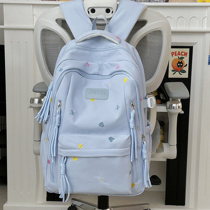 Trendy School Backpack with Cute Embroidery