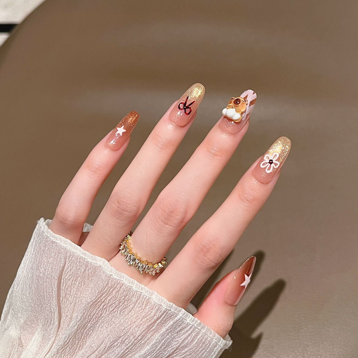 Press-On Nails with Artistic Ocean Theme Design