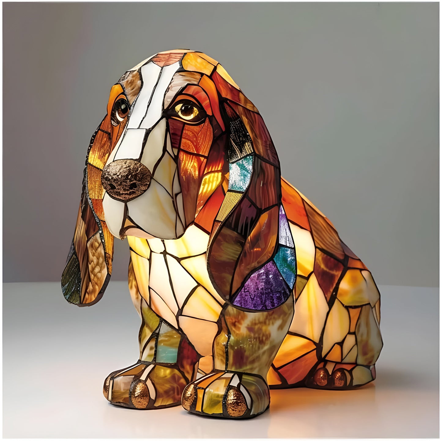 Charming Canine Glass Table Lamp – Perfect Pet Decor
