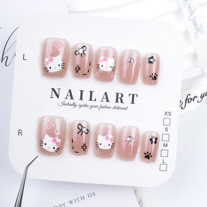 Floral Embellished Press-On Stiletto Nail Set