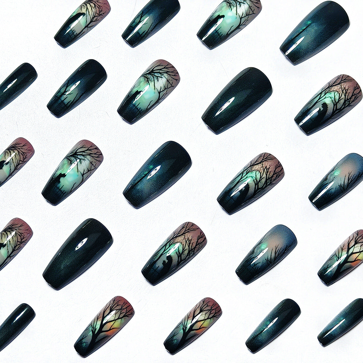 Creative Nail Art Design – Nighttime Landscape Theme