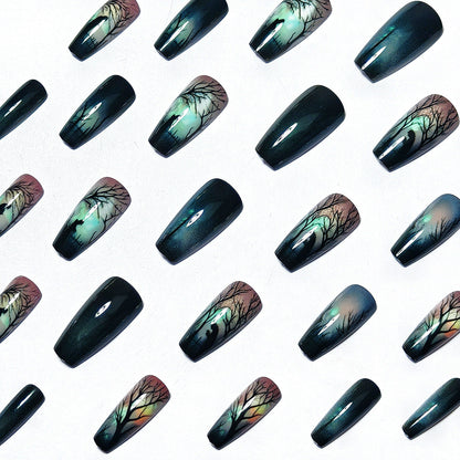 Creative Nail Art Design – Nighttime Landscape Theme