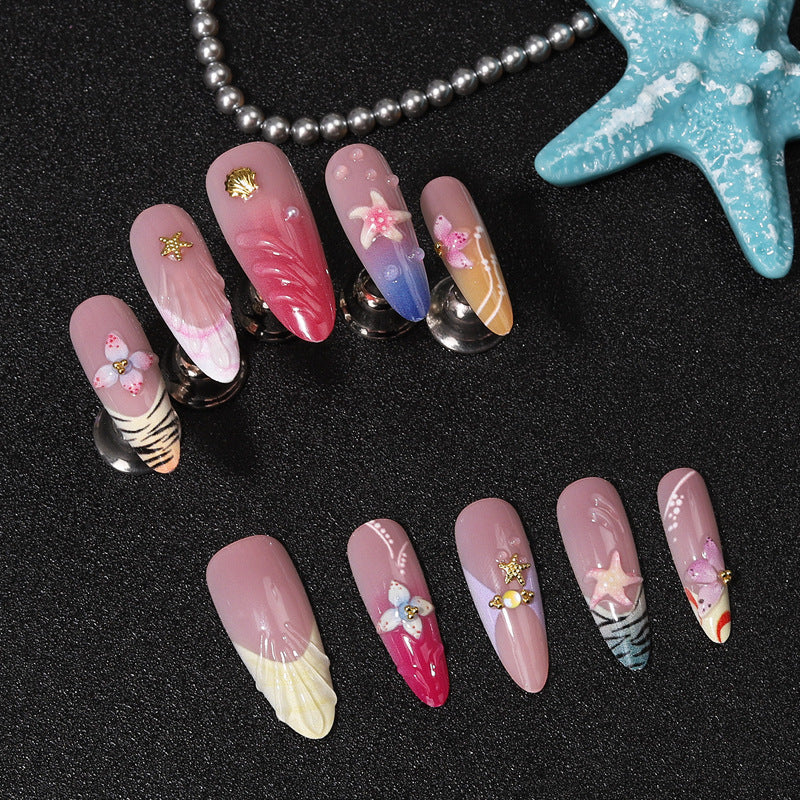 Shell-Inspired Artistic Press-On Nail Set