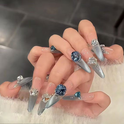 Press-On Nails with Artistic Ocean Theme Design