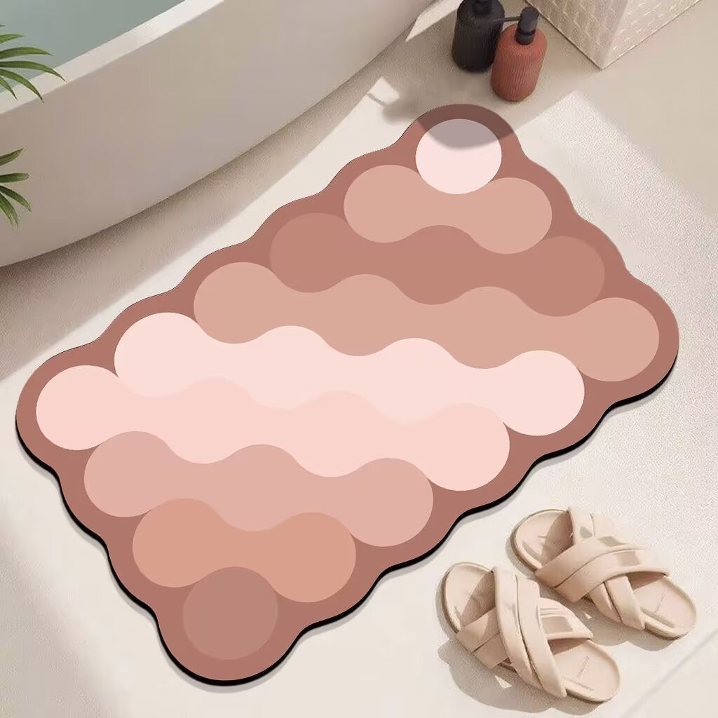 Wave Pattern Bath Mat with Abstract Design