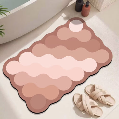 Wave Pattern Bath Mat with Abstract Design