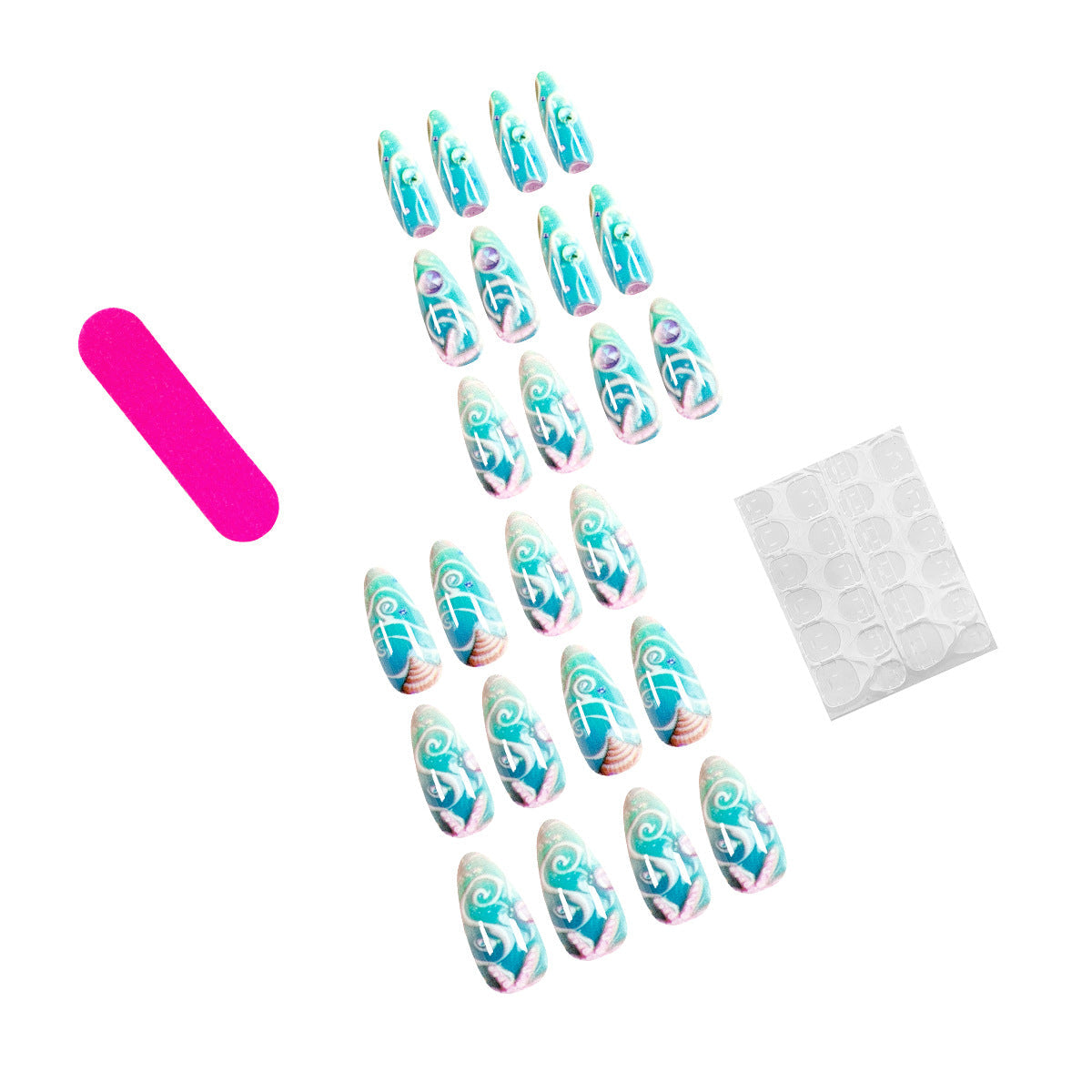 Stiletto Nail Design with Coastal Elements