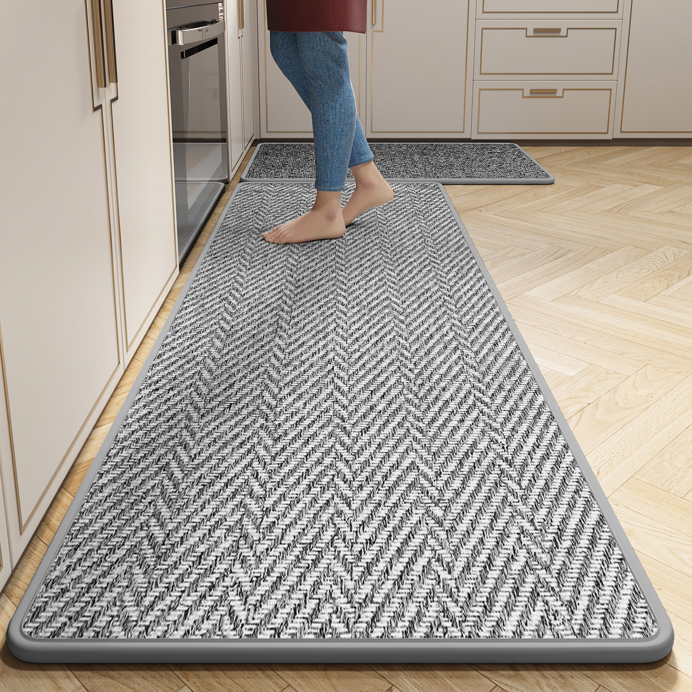 Herringbone Comfort Mat for Kitchen - Anti-Fatigue Design