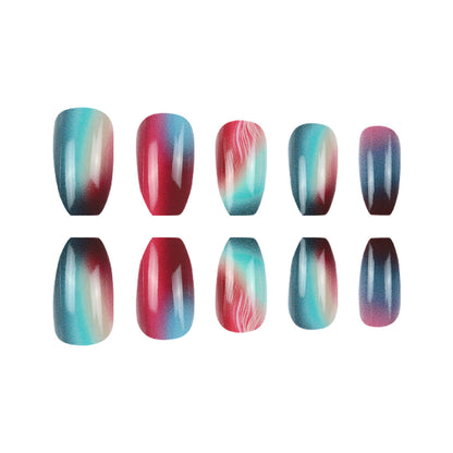 Ombre Press-On Nails with Artistic Design